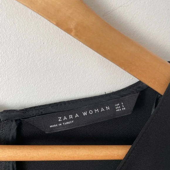 Zara V-neck Sleeveless Asymmetrical Ruffle Hem Dress  Black Size Small - Picture 5 of 5